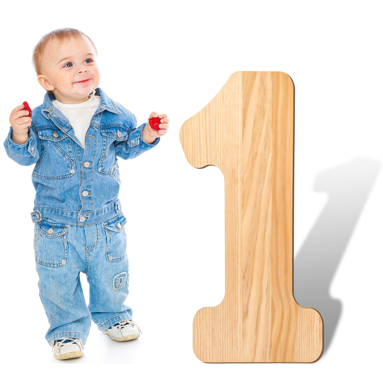 Photo 1 of 24" Tall x 0.4" Thick Wooden Numbers 1 2 3 Shapes Cutouts Large Blank Wood Numbers Unfinished Wooden Sign Board for Craft Wedding Party Office DIY Projects(Number 1)