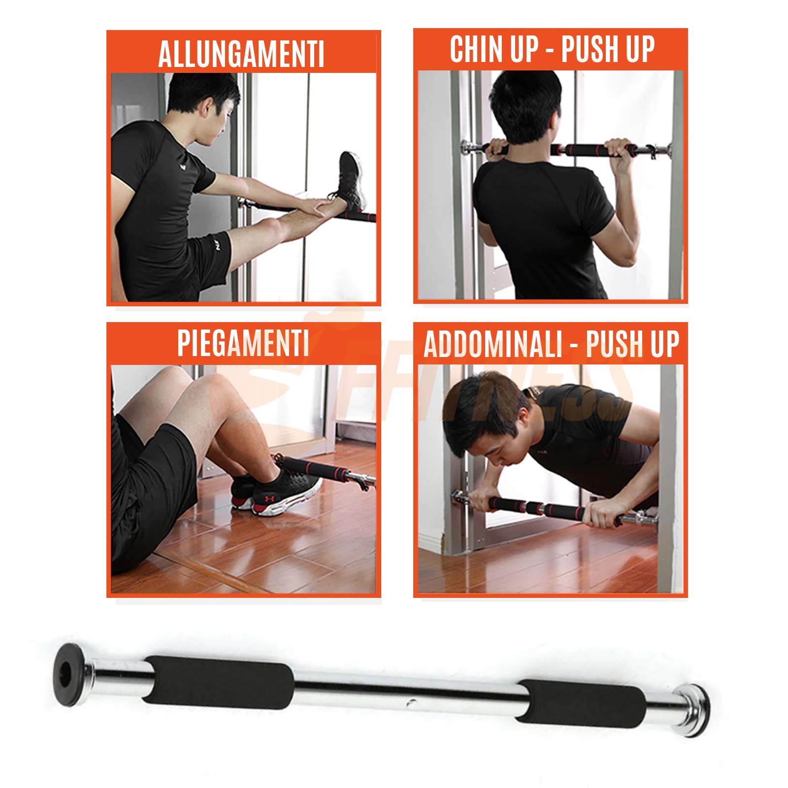 Barra Per Trazioni Da Porta Regolabile - Vetrineinrete® 95-120cm Carico 200kg Senza Viti - Foto 3