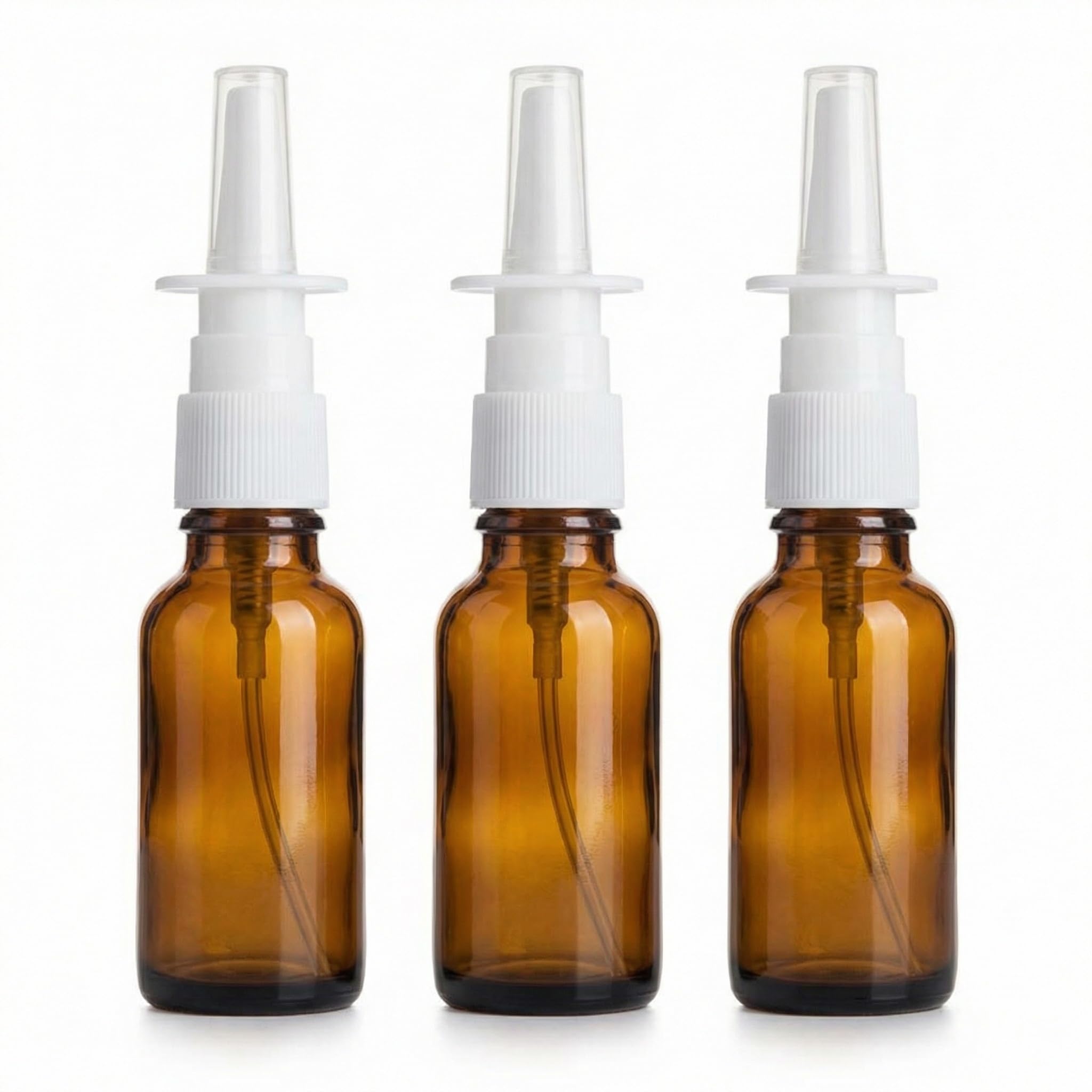 erioctry 3Pcs 5Ml Empty Refillable Amber Glass Nasal Spray Bottle Pump Sprayers Snoot Cleanser Container for Medical Dispensing Wash-image-44