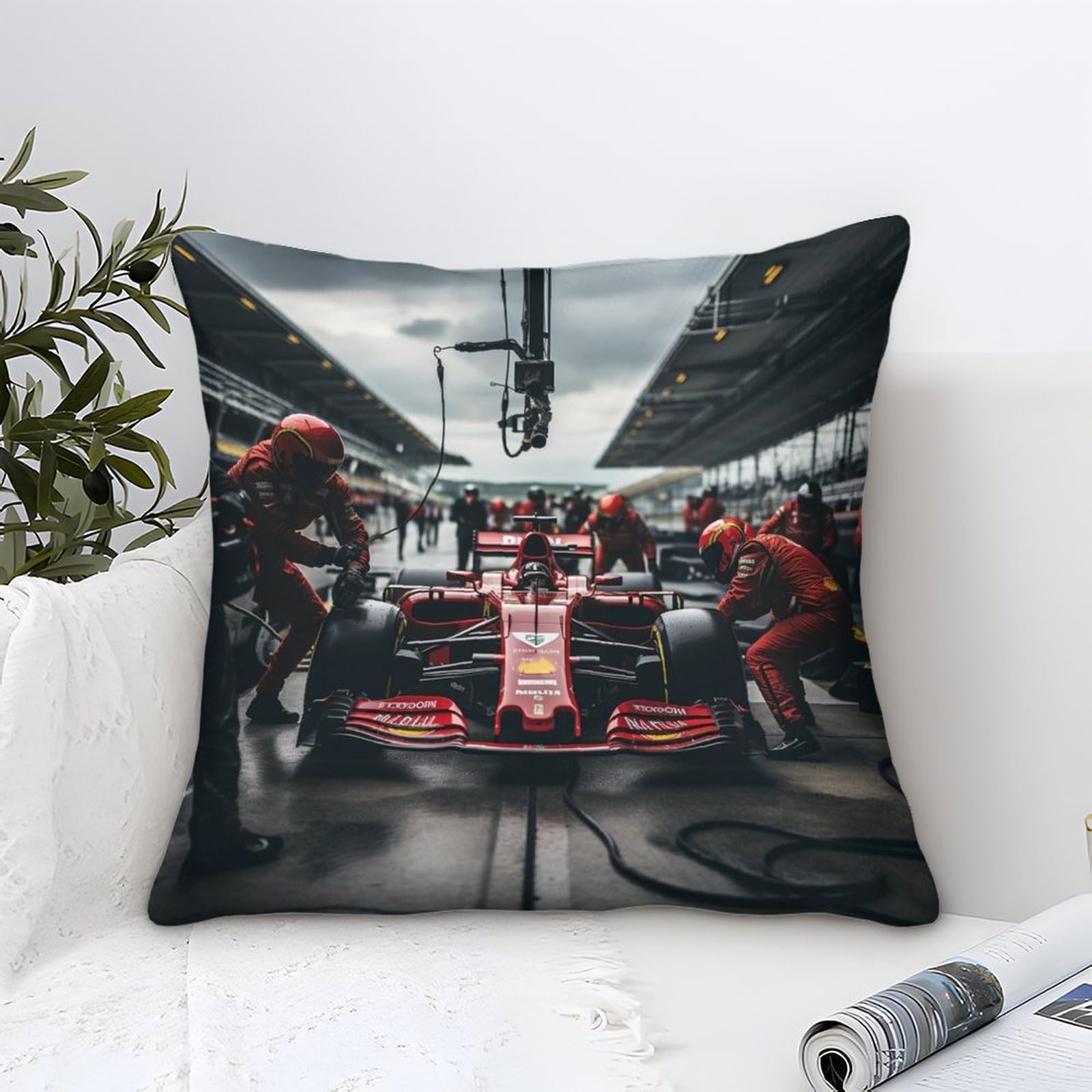 3U6C4M9K Microfiber Cushion Covers 45x45cm Formulaa Racing Decorative Square Throw Pillow Covers for Home Pit Stop Decor Living Room Bedroom Sofa Couch