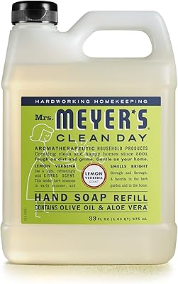 Mrs. Meyer's Hand Soap Refill, Made with Essential Oils, Biodegradable Formula, Lemon Verbena, 33 fl. oz