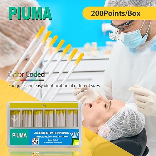 Miniatura 19 de 200 puntos de papel absorbente Piuma de grado dental #70 de VASTMED Tapper para endodoncia endodóntica dental estéril