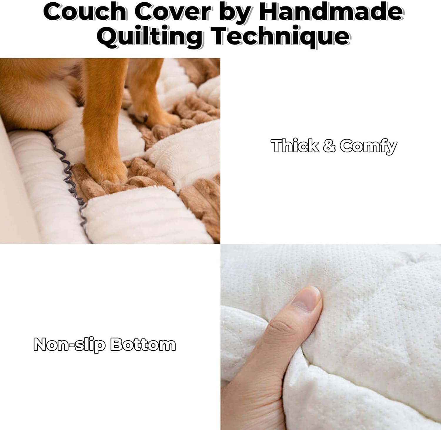 FUNNY FUZZY Pet Couch Covers for Sofa, Couch Covers for Dogs Washable Dog Couch Cover Protector Cream-Colored Furniture Sofa Covers for Dog Handmade Pure Cotton Pet Bed Mat (Brown, 23.6"×63")