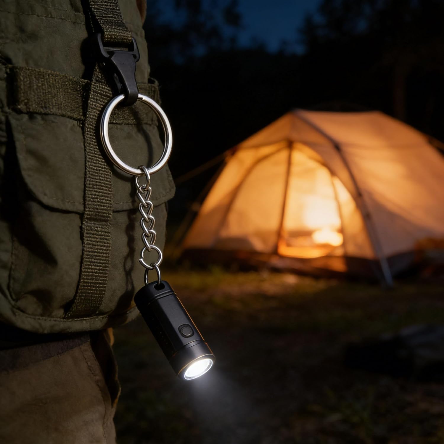 Keychain Split Ring Compact Chain Design Silver Finish for Car Keys Purse Travel Belt Attachment Everyday Carry Organizer