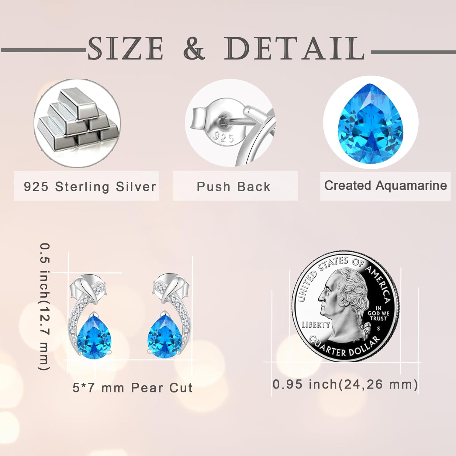 Teardrop Birthstone Stud Earring for Women,925 Sterling Silver Pear Cut 5A Zircon Gemstone Earrings for Birthday Engagement Anniversary Wedding Jewelry - Image 6