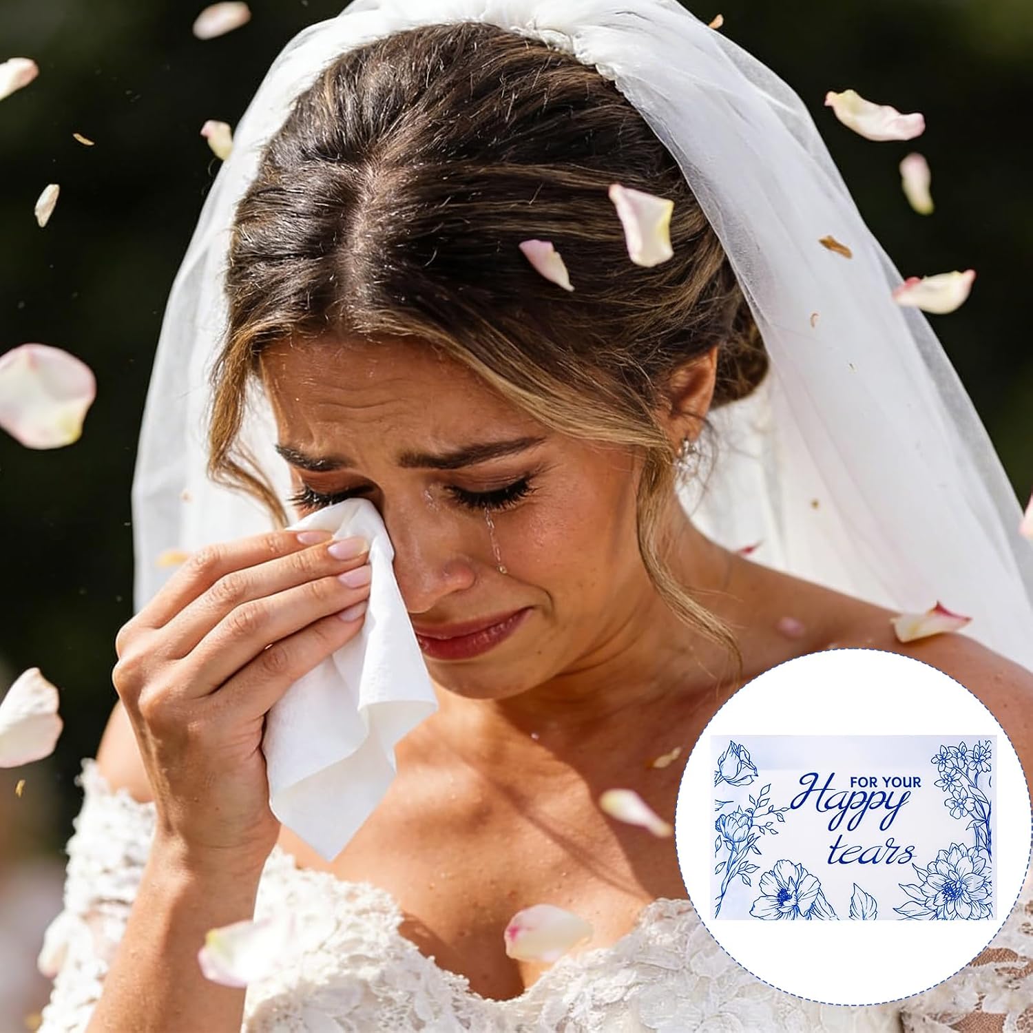 100 Packs Happy Tears Tissues for Wedding,3 Ply Wedding Tissues for Wedding Favors,Bulk Individual Tissues Packs for Wedding Welcome Bag Stuffers,Guest Souvenirs