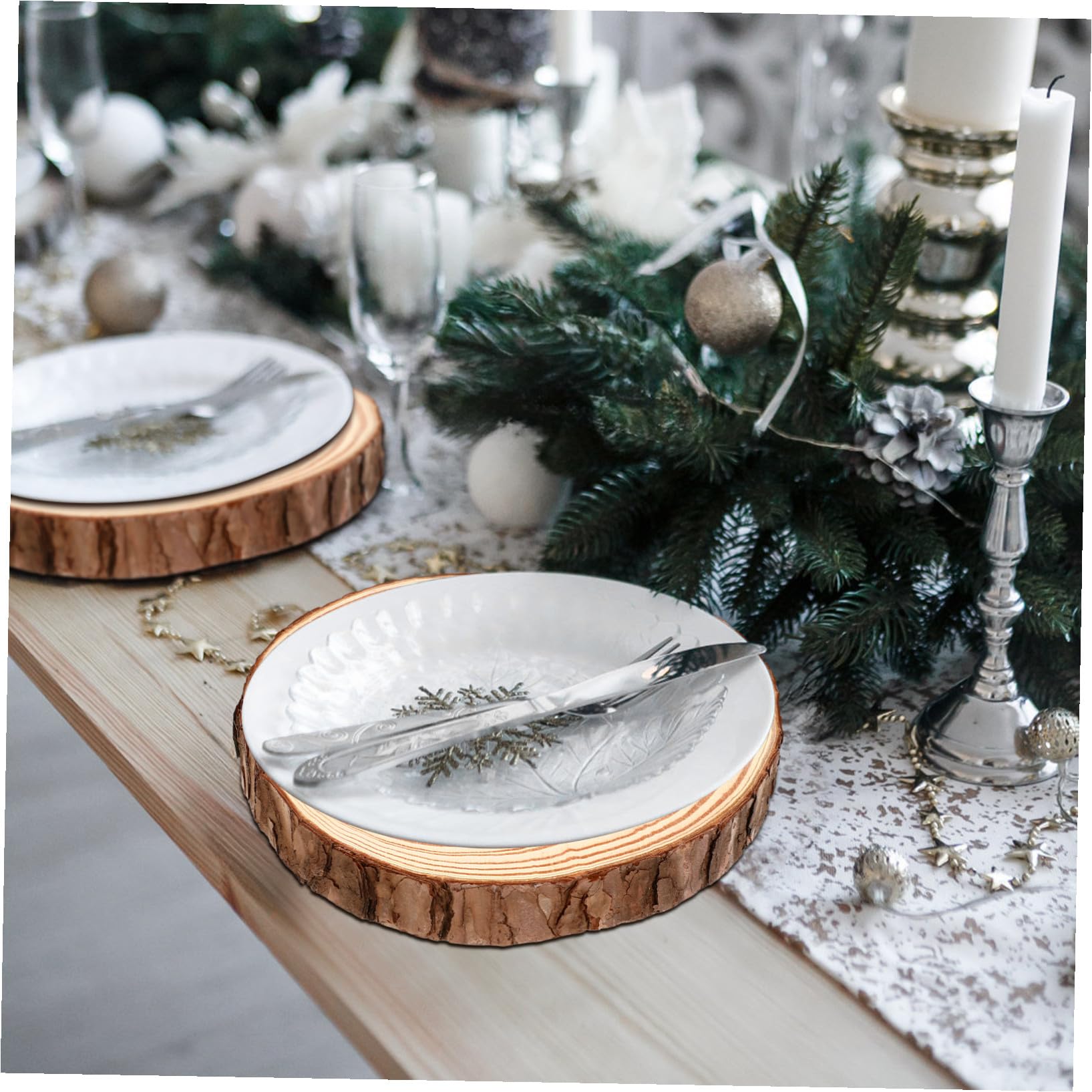 2 Pezzi Fette di Tronco di Legno Naturale Grezzo Rotonde con Superficie Liscia Non Finite per Artigianato Rustico Matrimonio Fai da Te