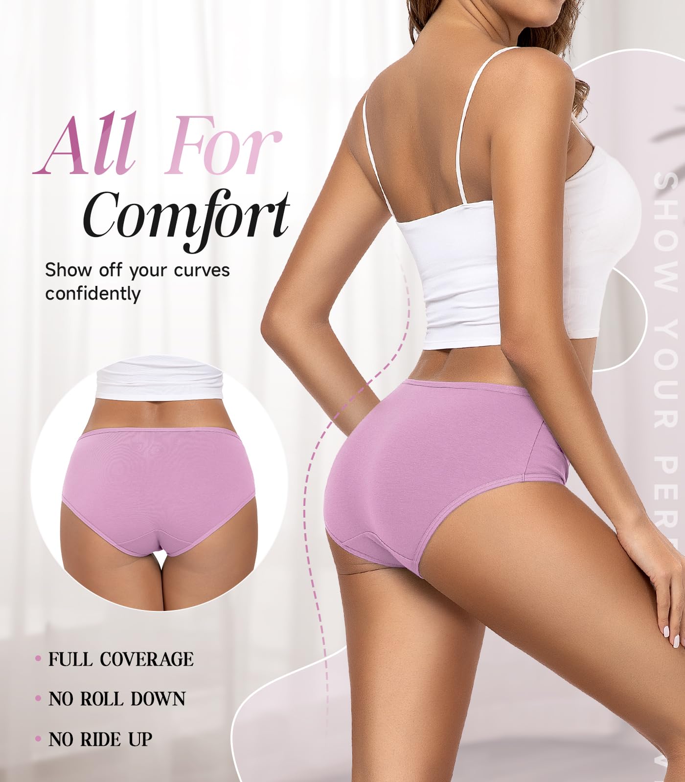 TANSTC Mutande Culotte Donna Cotone, Slip Donna in Cotone - Confezione da 6 Slip Hipster, Vita Bassa Ed Elasticizzati, Traspiranti