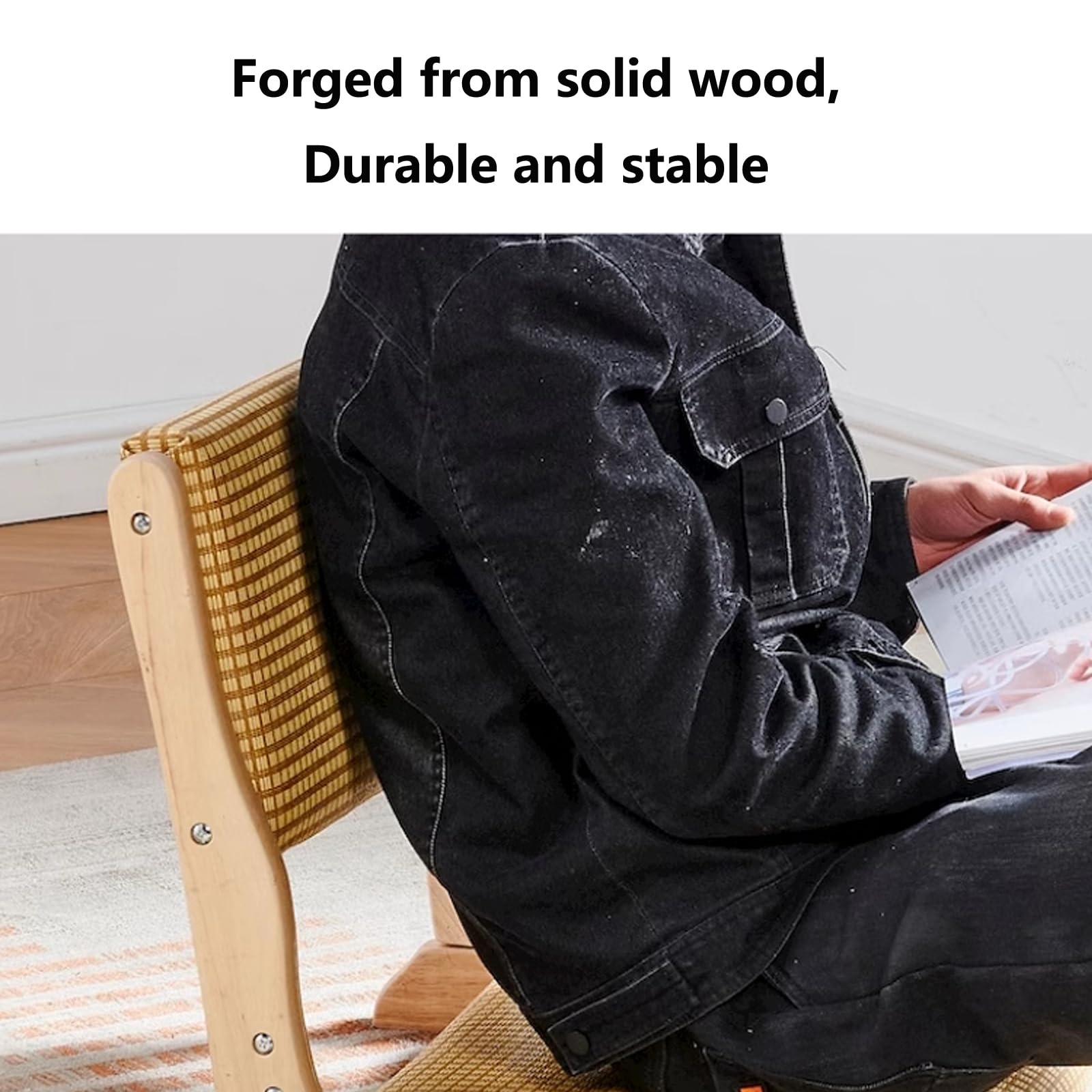 Silla plegable de estilo japonés, asiento acolchado con respaldo, silla de meditación de madera de caucho, muebles portátiles para relajación y comodidad
