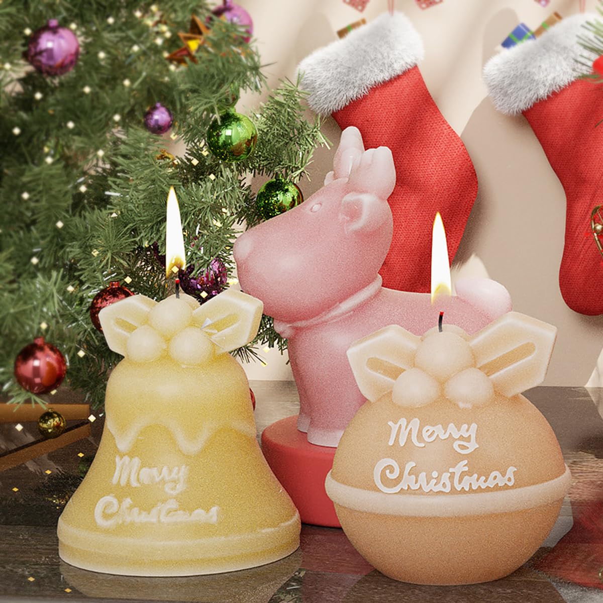 3 Pezzi Stampi per Candele in Silicone, 3D Pigna di Natale