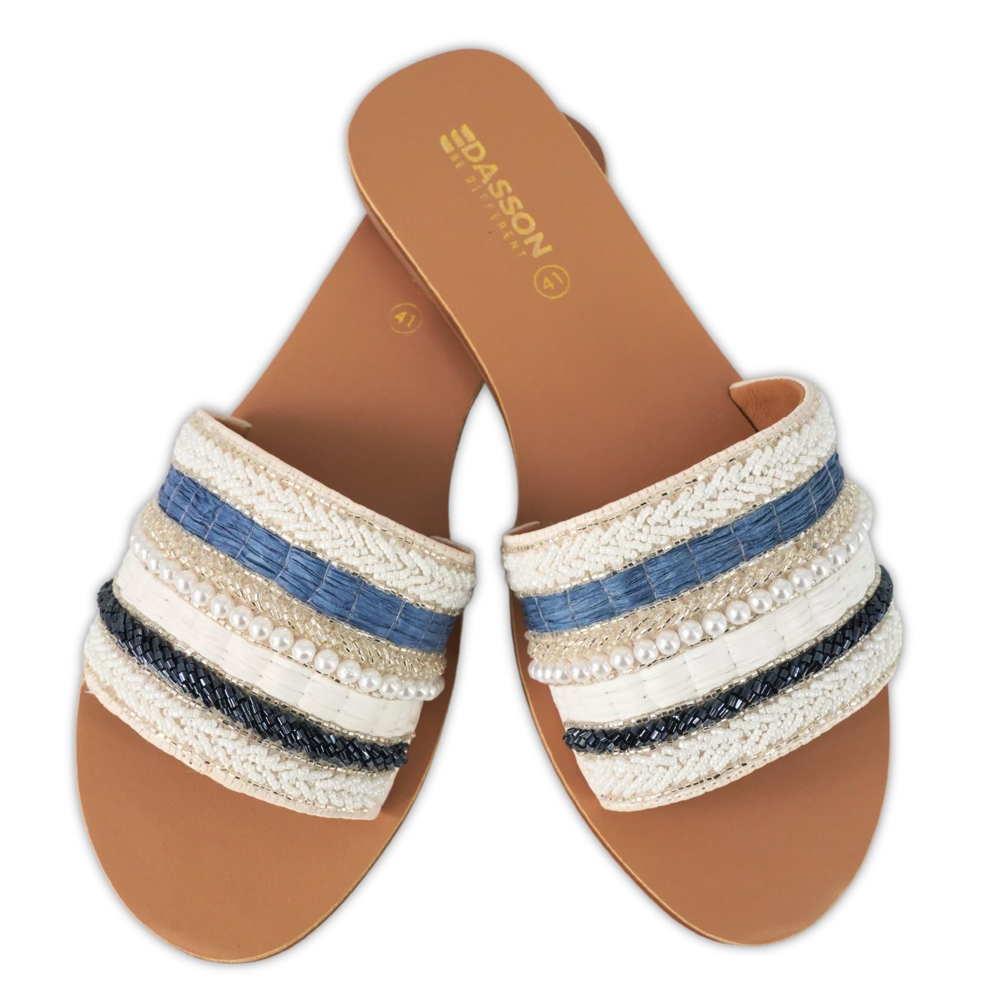 Dasson Womens Pearl-Beads Embellished Flat Sandals - Stylish & Comfortable Open-Toe Summer Flats. (White, UK Footwear Size System, Adult, Women, Numeric, Medium, 9) (B0DF2MJC6D) Amazon Price History, Amazon Price Tracker