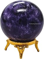 Vista 43 de Amazing Gemstone Bola de cristal de Yaxaita con soporte, bolas de meditación de esfera de cristal de 2 pulgadas para brujería y bolas decorativas