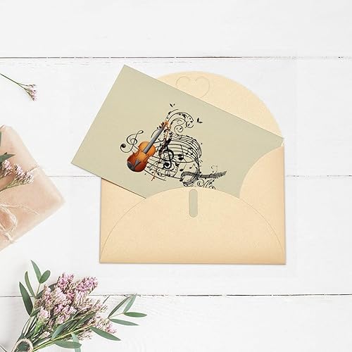 Miniatura 7 de Tarjetas de felicitación de notas musicales para violín, Navidad, día de San Valentín, día del padre, tarjetas de graduación y sobres