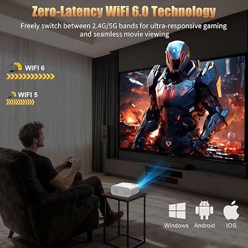 Miniatura 4 de Mini Proyector con WiFi y Bluetooth, Proyector Inteligente Compatible con 1080P con Aplicaciones Integradas, Proyector de Películas al Aire Libre