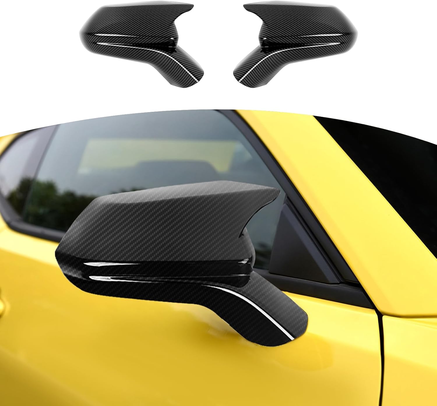for Camaro Outside Mirror Caps Cover Ox Horn Trim for Chevy Camaro 2016-2023 Black Carbon Fiber Exterior Accessories 2pcs