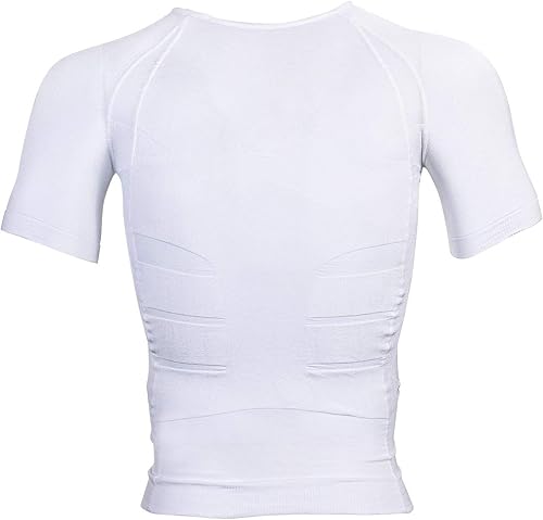 Miniatura 4 de Odoland Camisa de compresión para hombre, manga corta, moldeador de cuerpo, camiseta adelgazante, camiseta sin mangas, chaleco de barriga