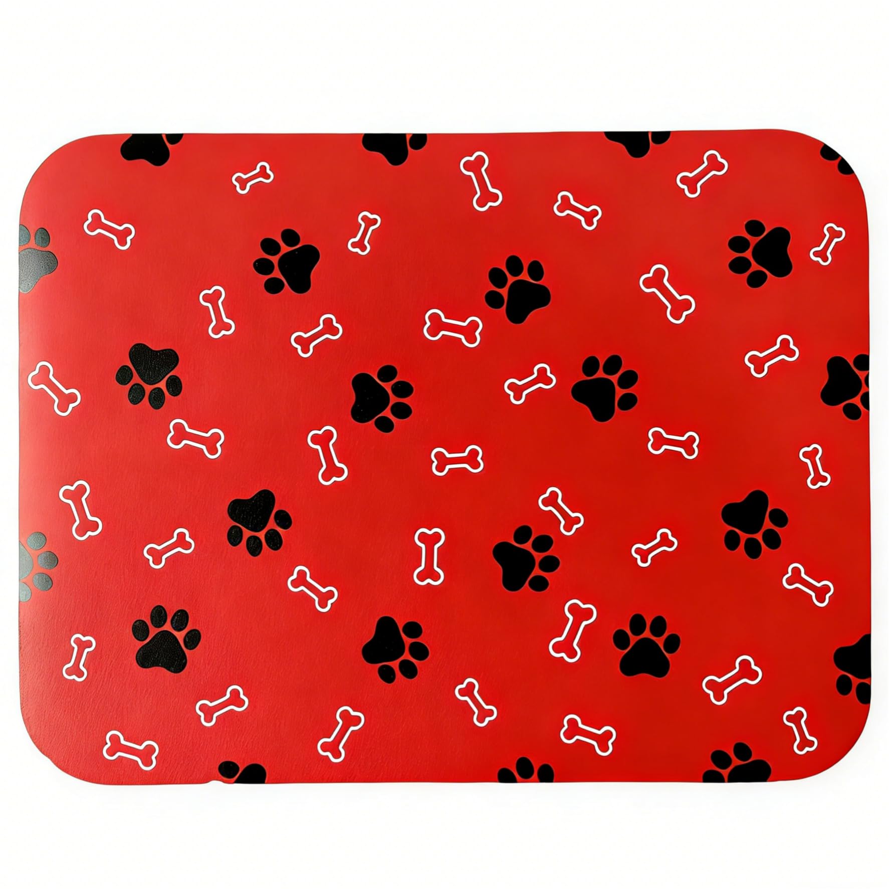 Pet Cat Dog Food Mat Non Slip Mat for Dog Water Bowl Mat Quick Dry Absorbent Cat Feeding Mat, 32 * 17 in, Red