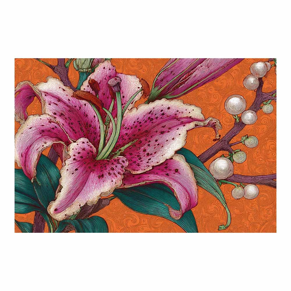 Hoqiu Multicolor Plant Poster Oranges Lilies Illustration Modern Canvas Wall Art, Decorative Paintings, Canvas Painting Wall Art For Home Decor.(Multicolor)-70X100cm Unframed