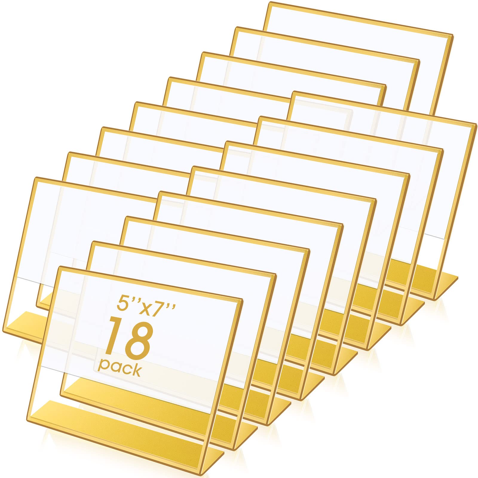Buy 18 Pack Gold Frames Acrylic Sign Holder Double Sided Frames Gold