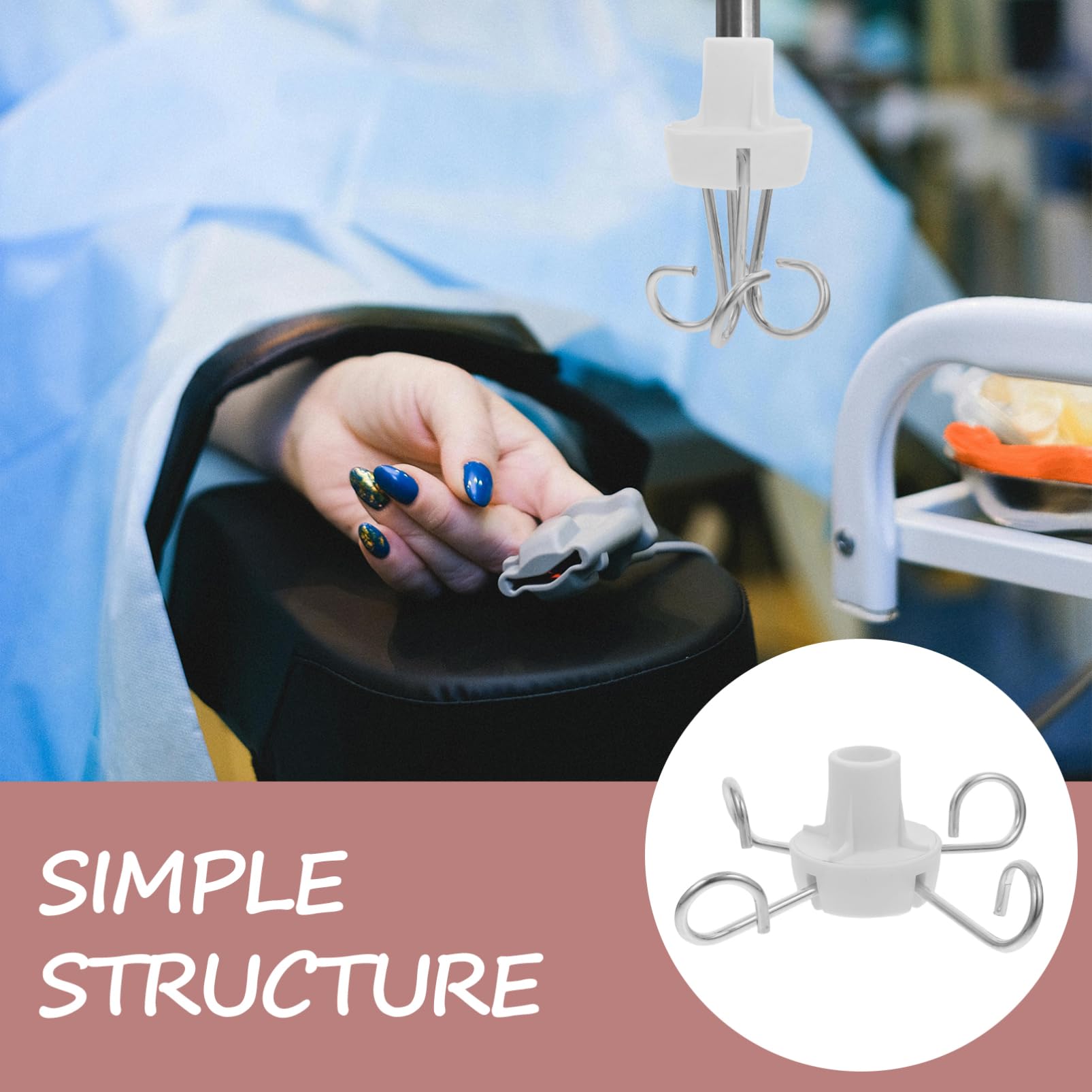 Crochet pour Perfusion Médicale en Plastique et Fer pour Support de Goutte | Crochet à Perfusion, Compatible Porte-flacons et Supports de Perfusion, Usage Médical et Hospitalier