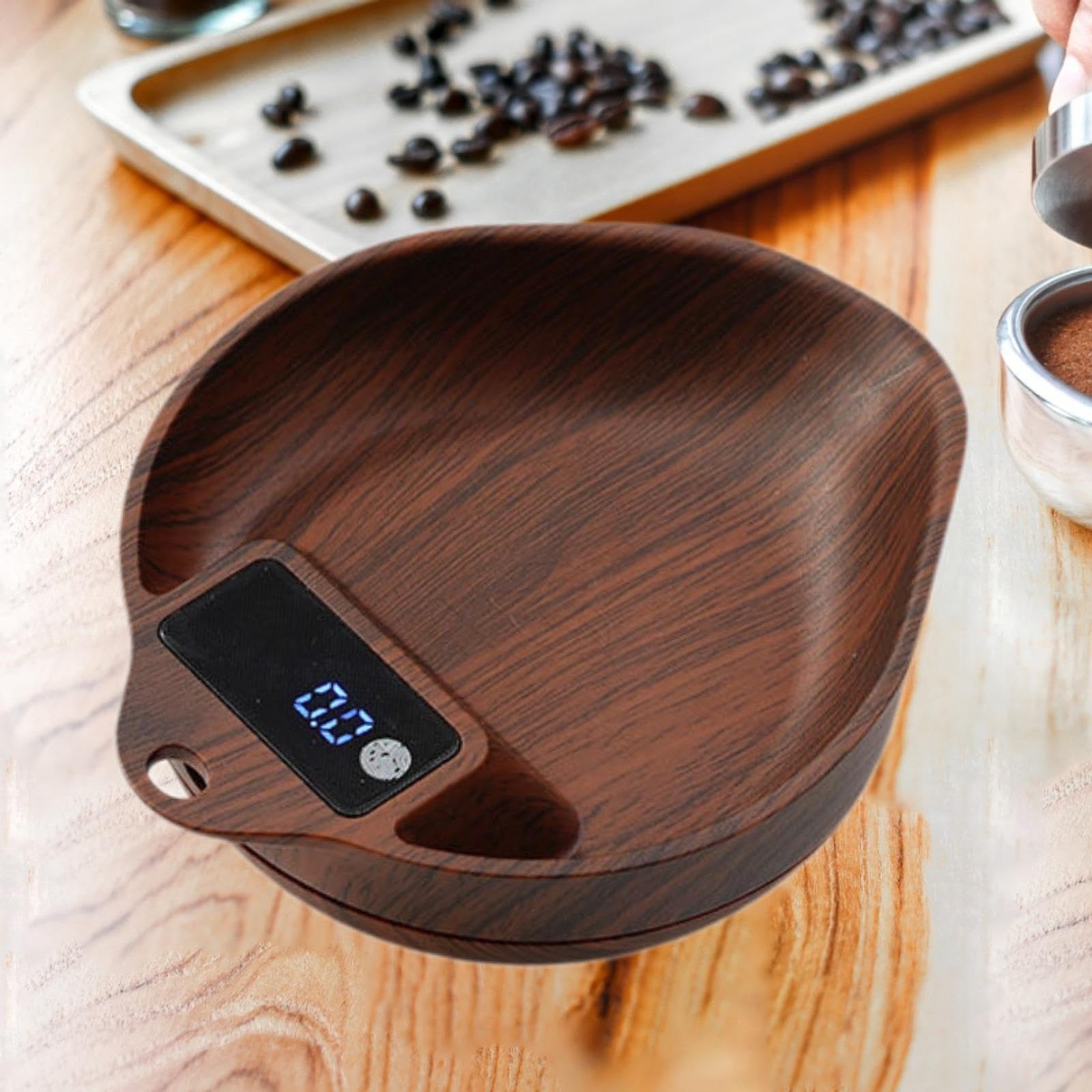 Kaffeebohnenwaage, Wiegegerät, stabile Basis, elektronische Waage für Cafés und Küche, Braun