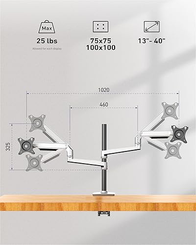Miniatura 2 de Soporte para monitor cuádruple, soporta pantallas de hasta 40 pulgadas y 25 libras, soporte para 4 monitores totalmente ajustable con abrazadera en