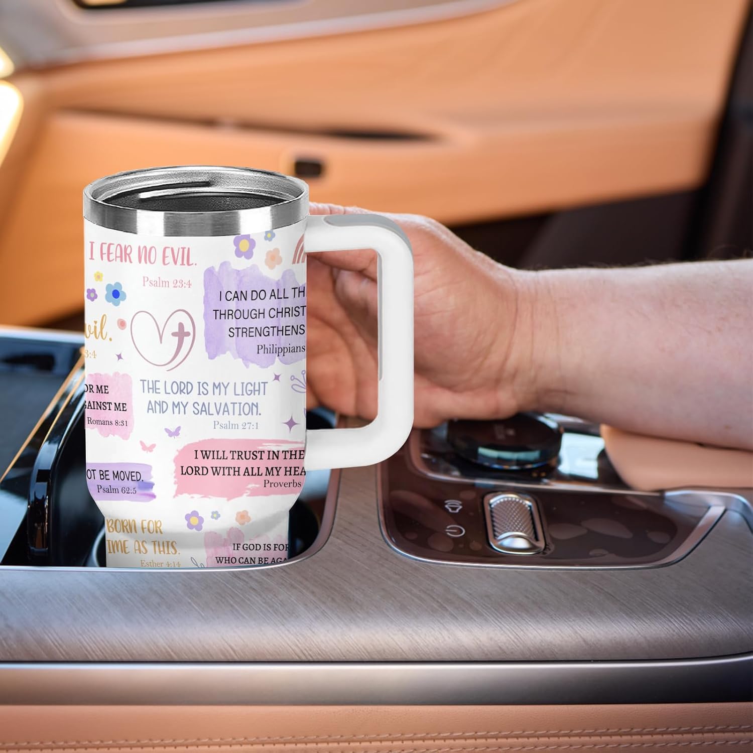 Christian Gifts for Women 30oz Tumbler - I Am a Child of God Insulated Travel Mug with Handle & Straw - Birthday Christmas Gifts, Inspirational Religious Catholic Baptism Confirmation Gift for Her - Image 7