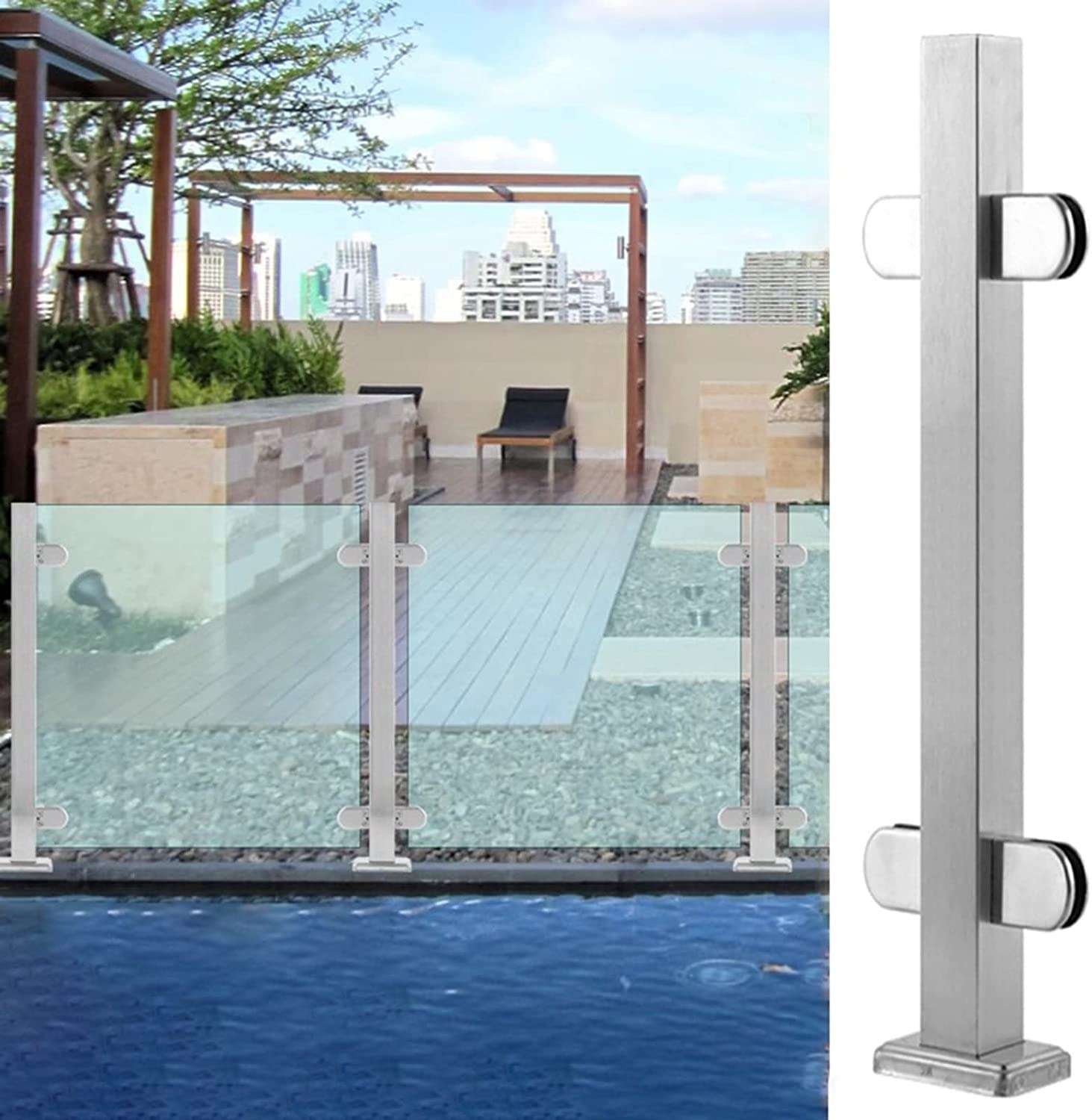 Poteaux de balustrade en acier inoxydable pour sécuriser le garde-corps d'un escalier extérieur