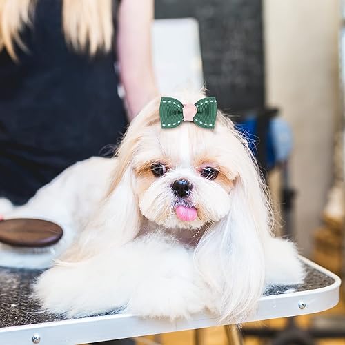 Miniatura 5 de Whaline 15 pinzas para el pelo de perro, rosa, azul, amarillo, con clips de metal, bonito lazo, corazón, flor corona, horquilla para perro, gato,