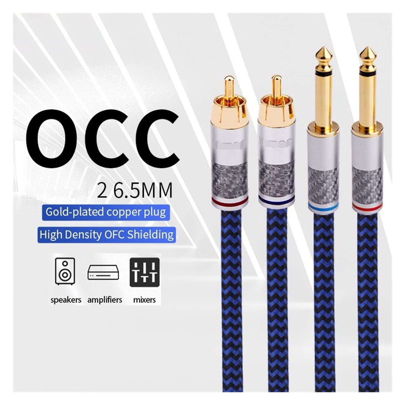 Câble audio 6,5 mm vers double 6,35 mm Big Two Cores vers double câble d'amplificateur de puissance de mixage Lotus 2 vers 2(0.75 Meters)