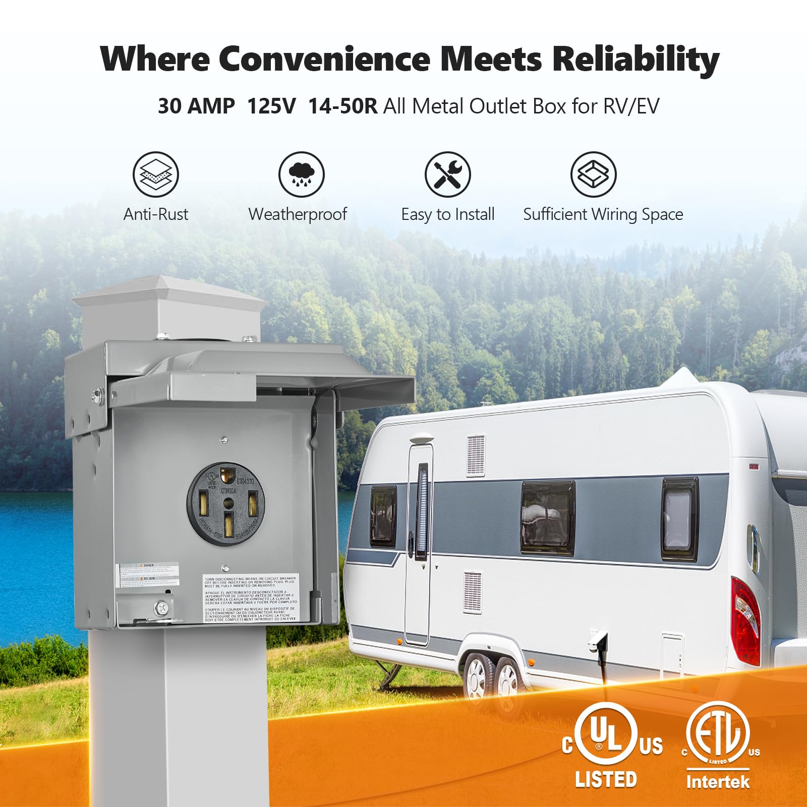 Snapklik.com : SURAIELEC 50 Amp RV Outlet Box, Enclosed Lockable RV ...