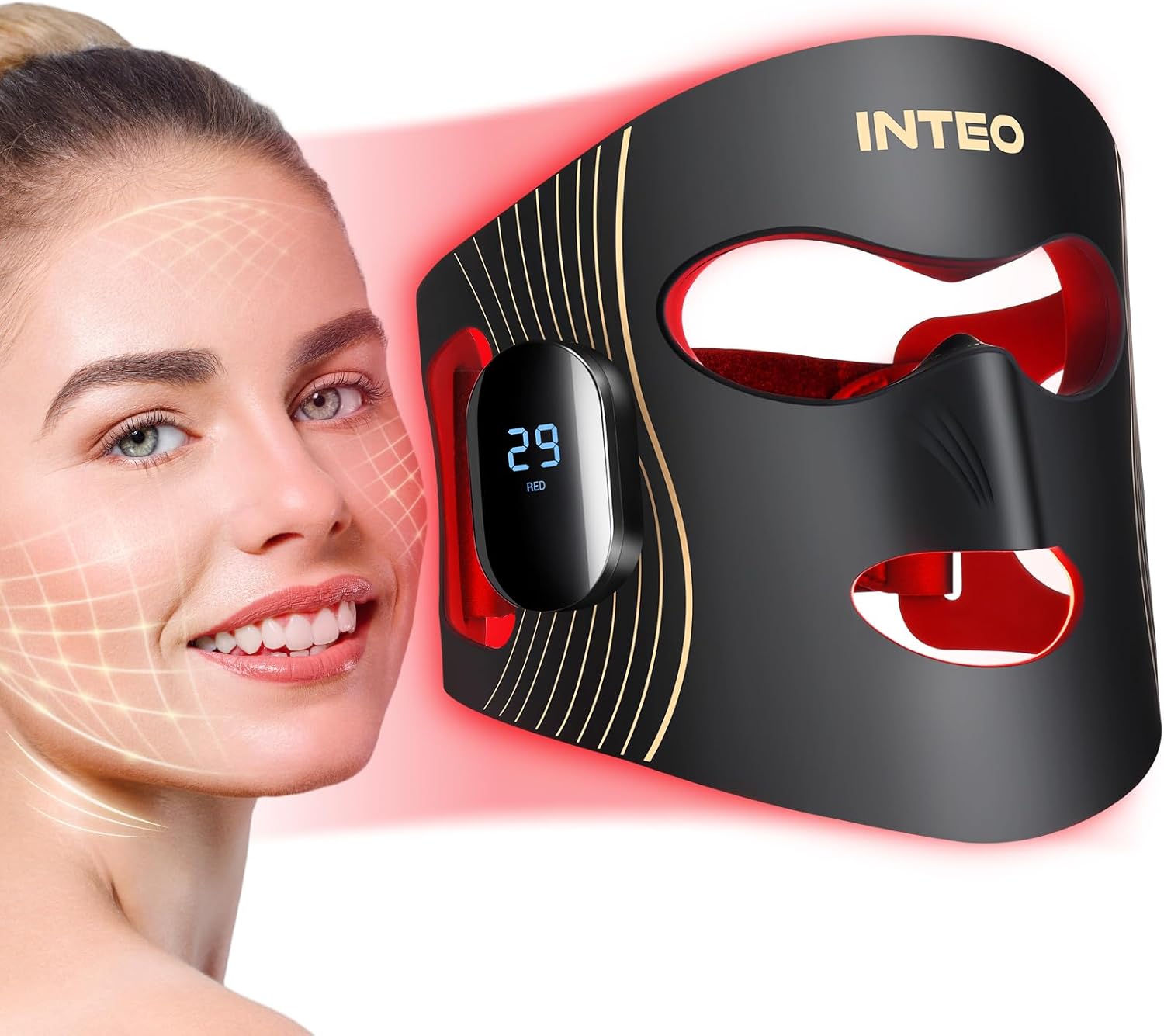 Red Light Therapy for Face 4 Modes, Breathable Red Light Therapy Mask with 4 Color Light Modes, 850NM Infrared LED Face Mask Light Therapy with Timer, Portable Led Mask for Home & Travel
