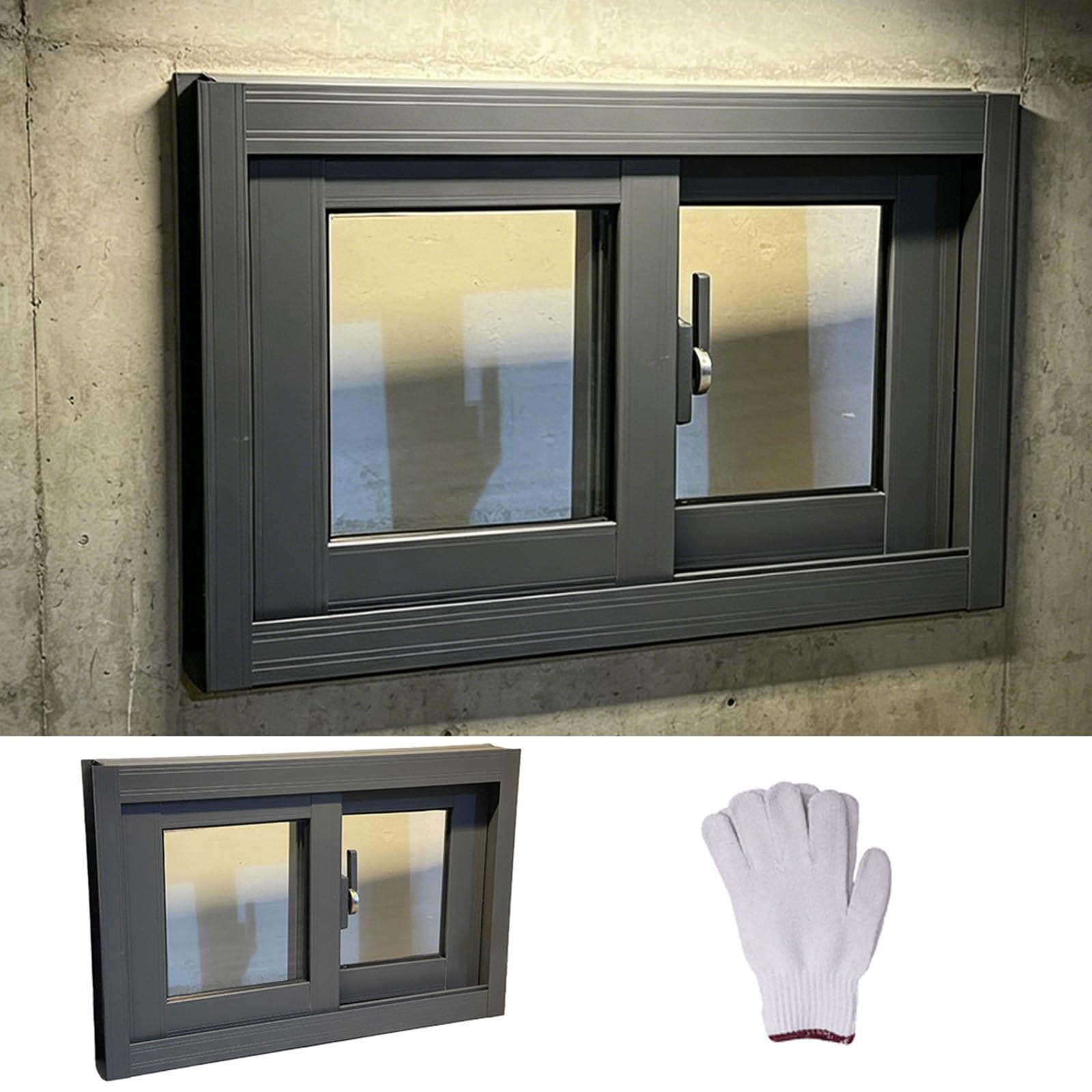 Sliding Basement Window with Double Glass, Aluminum Replacement Window for Shed, Chicken Coop, Kitchen, Bathroom(Black(WxH),39x20")