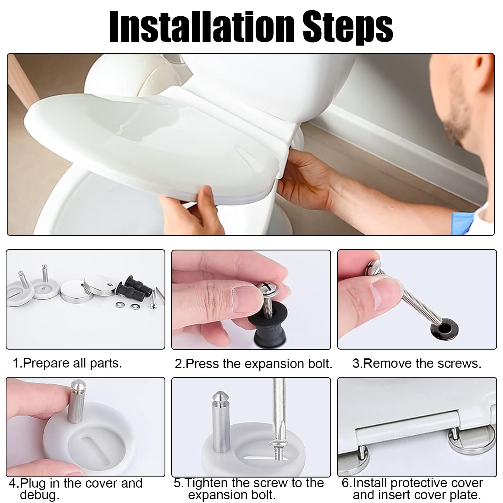 2 Viti Per Sedile Water In Acciaio Inox - Kit Riparazione Cerniera Copriwater