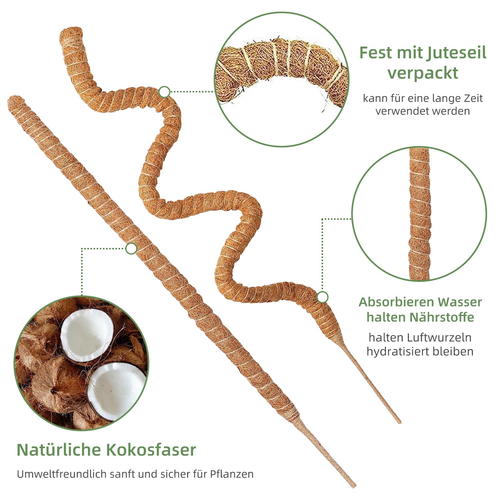 Podpórka do roślin pnących Monstera 75 cm, 2 sztuki prętów, wsparcie dla roślina pokojowych