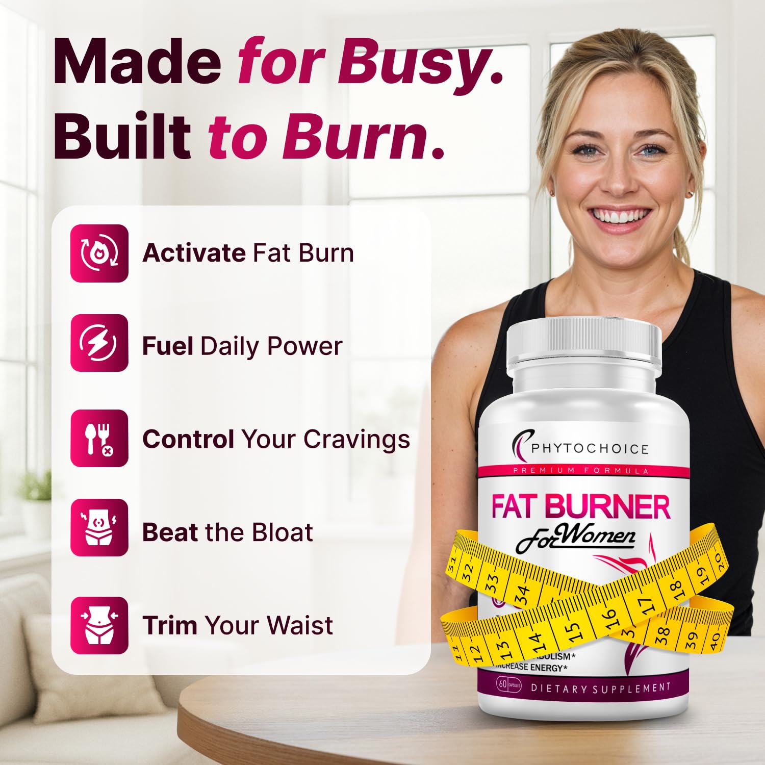 Belly Fat Burner for Women – Powerful Weight Loss Pills That Target Stubborn Belly & Thigh Fat – Thermogenic Metabolism Booster, Appetite Suppressant & Bloating Relief – Advanced Slimming Formula — Amazon image 2