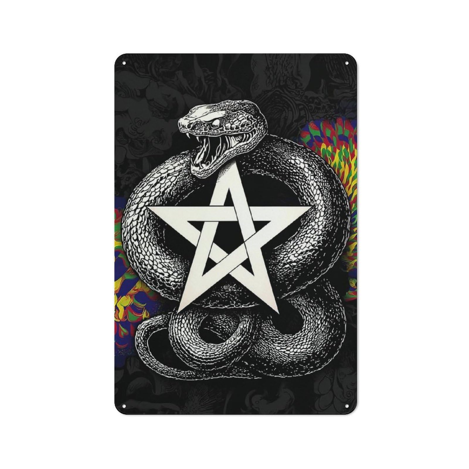 Junmoney Snake Pentagram Art Print -1 Shop Front Style Decorative Metal Plaque 30X20cm, Shop Wall Decor For Cafe, Bistro, Bakery Or Restaurant