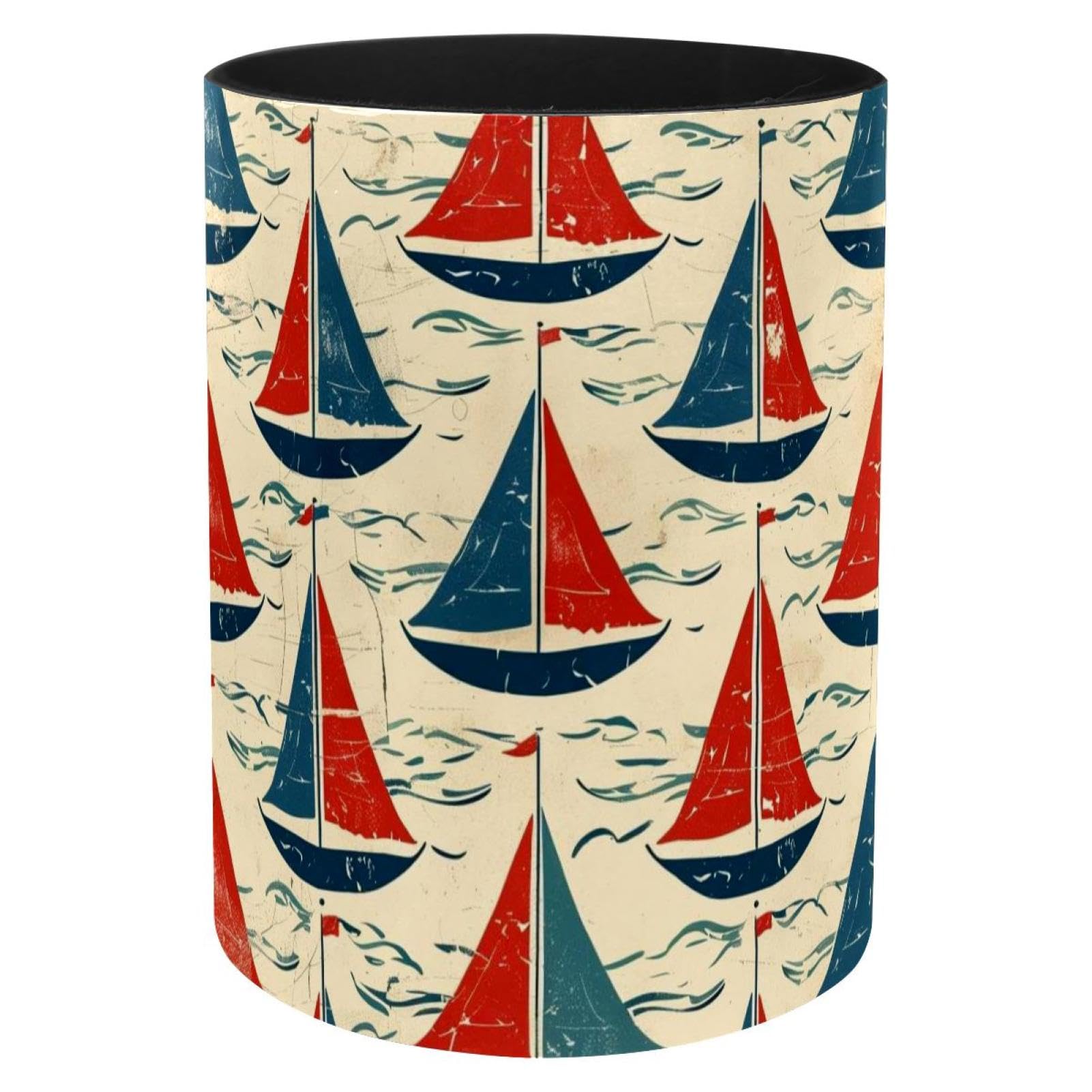 Porte-stylo en métal robuste motif voilier pour une décoration de bureau élégante