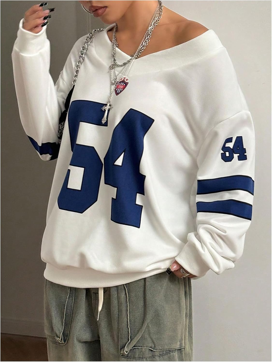 Milumia Women's Jersey Shirts Graphic Sweatshirts Long Sleeve Oversized Pullovers Tops Streetwear - Image 4