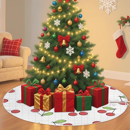 Miniatura 4 de Red Cherries Cute Cartoon Tree Skirts 36 Inches Holiday Decorations Navidad Decoración Casa Ofertas Elfos De Navidad Nativity Christmas Tree