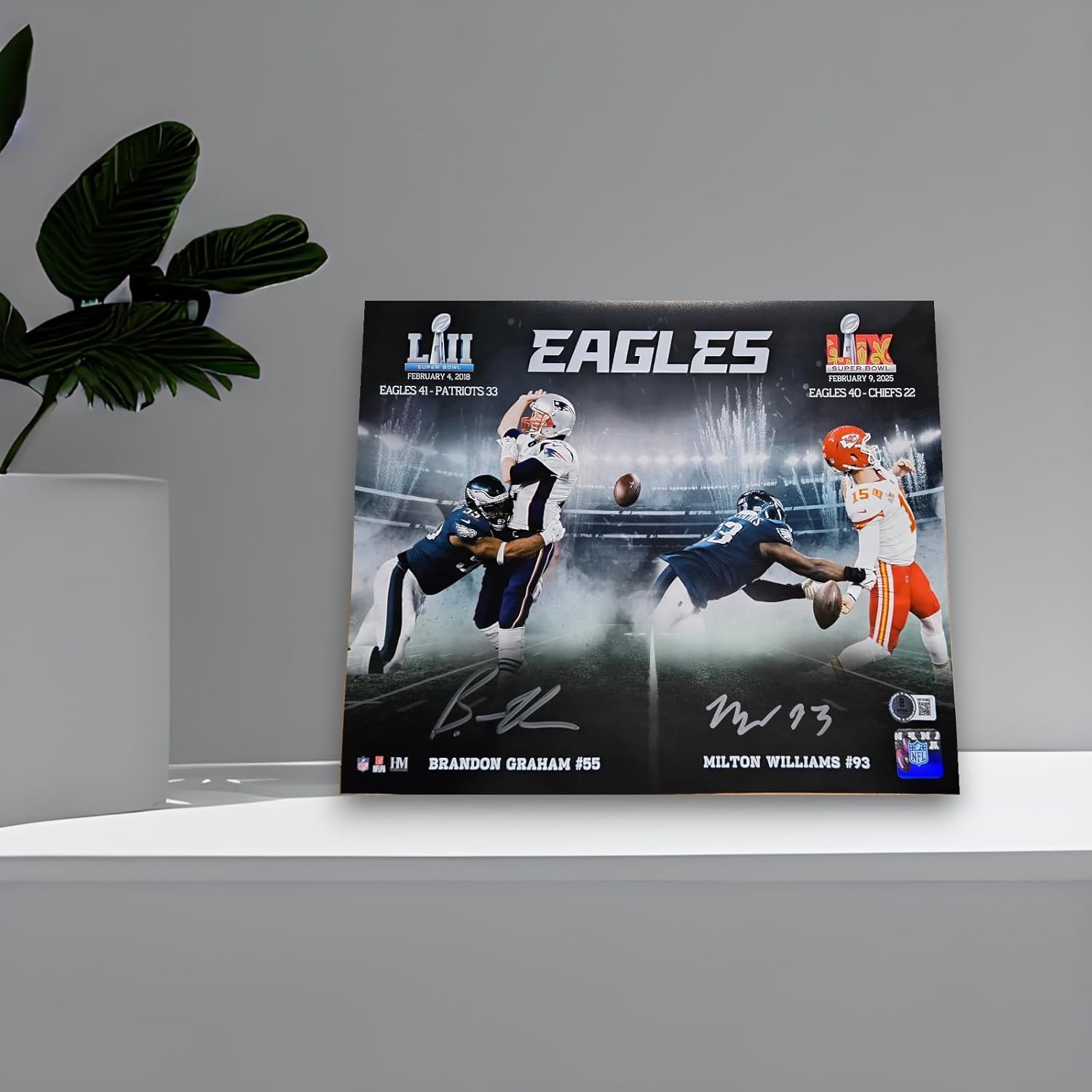 Philadelphia Eagles Brandon Graham & Milton Williams 2025 Championship Double Autographed 11×14 Photo Poster | Eagles Legends Memorabilia | Fan Gift
