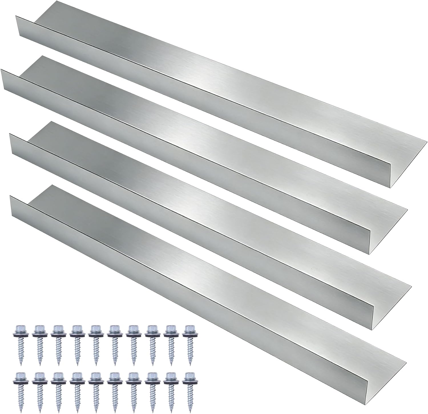 Aiwaiufu 4PCS Roof Rain Diverter, 4FT Stainless Steel Rain Diverter for House Shingle, Nails Included