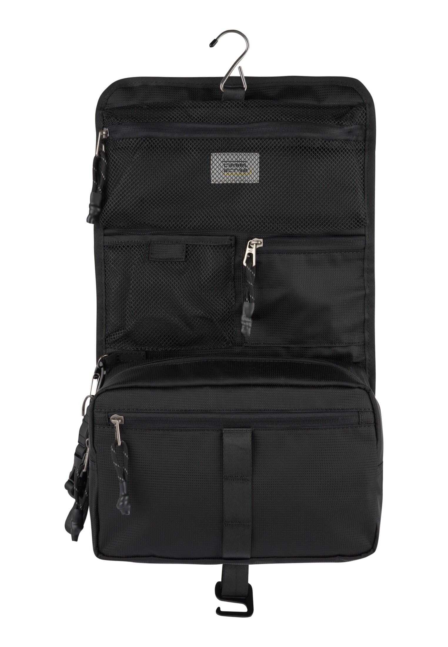 camel active Herren Connect Kulturbeutel mit Haken zum Aufhängen Schwarz, Menswear-S