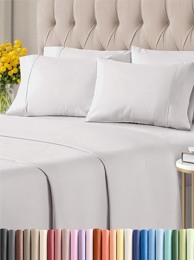 King 6 Piece Sheet Set - Breathable & Cooling Bed Sheets - Hotel Luxury Bed Sheets for Women, Men, Kids & Teens - Bedding with Deep Pockets & Easy Fit - Soft and Wrinkle Free - King French Grey Sheets