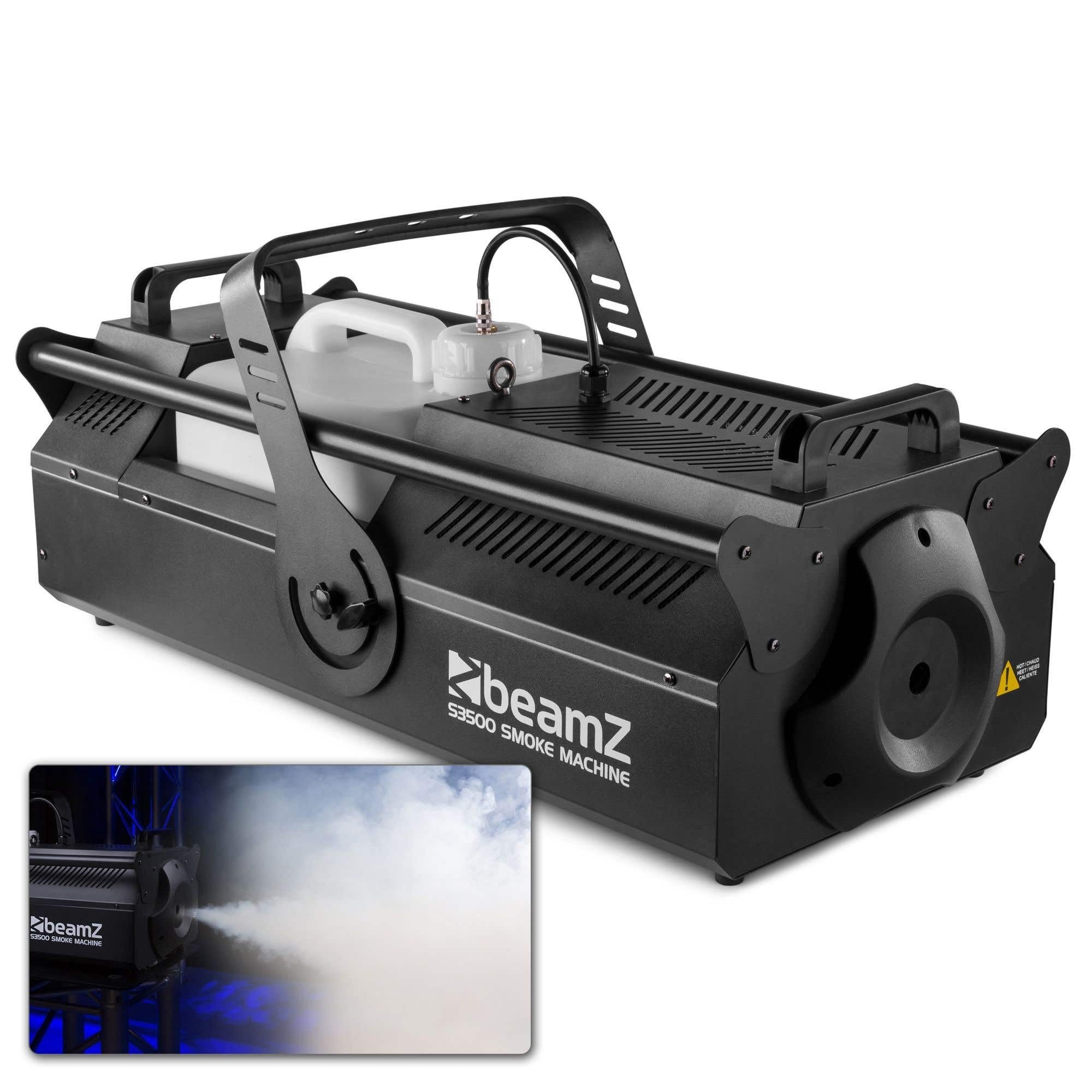 BeamZ S3500 Nebelmaschine DMX, 3500 Watt Kraftvolle Rauchmaschine mit Timer & Intervall, Fernbedienung, Display Bedienfeld, 10 Liter Tank - für Große Events, Clubs, Bars Hochzeiten, Festivals