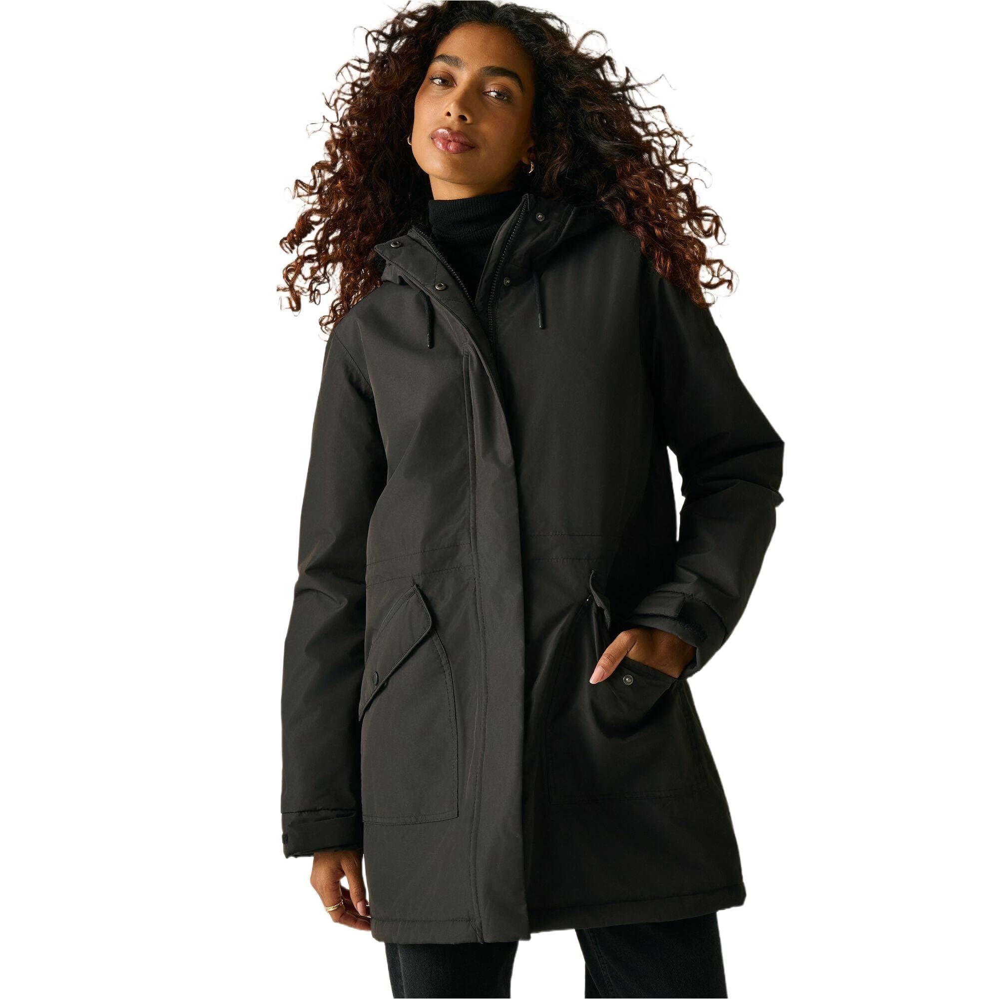 Regatta Women's Black Waterproof Hooded Sophia Insulated Jacket In | Size: 12