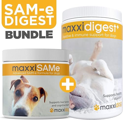 maxxipaws SAM-e Digest Bundle  MaxxiSAMe Advanced SAM-e Apoyo SAM-e para perros y maxxidigest+ suplemento digestivo e inmunológico canino