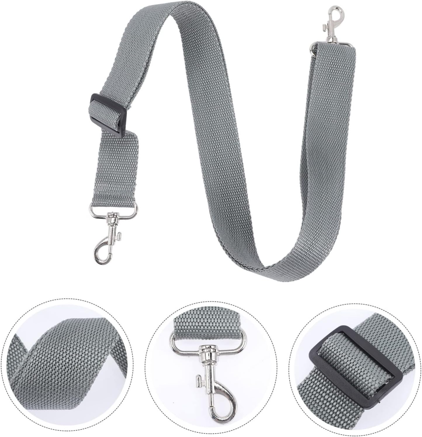 3pcs Adjustable Snare Drum Sling Strap Comfortable Nylon Shoulder Belt for Marching Band Fit for All Ages Clasps Grey Color