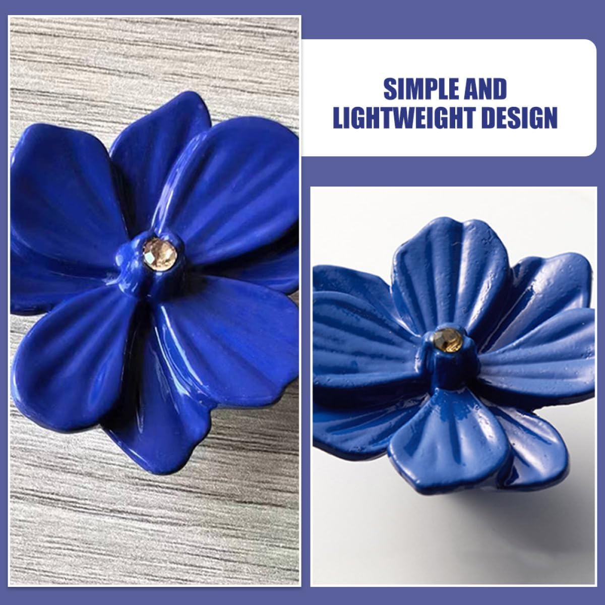 2pcs Small Flower-Shaped Cabinet Knobs Metal Pulls for Kitchen Dresser Closet Doors Vintage Style Blue and Green Alloy Hardware Handles