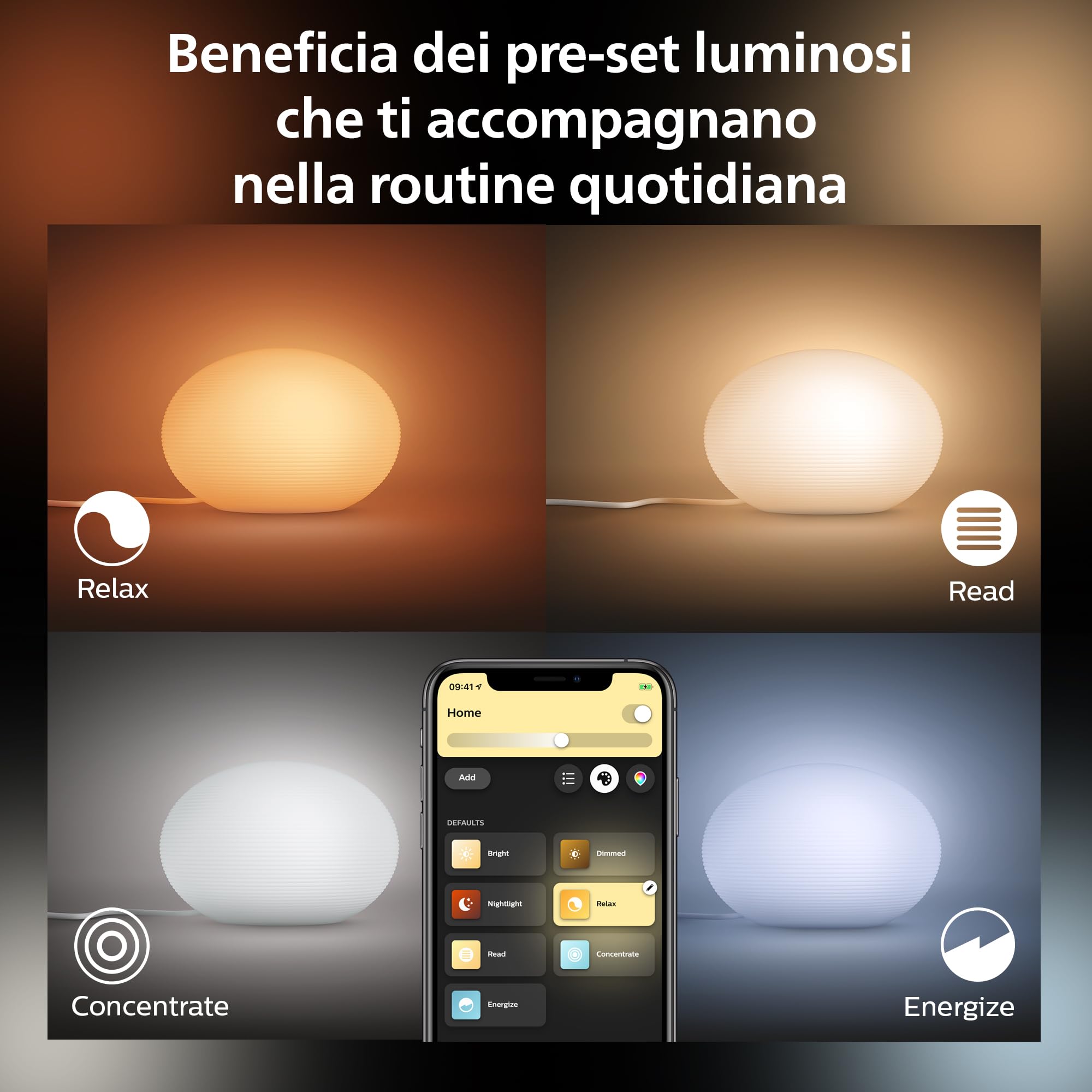 Philips Hue White and Color Ambiance Flourish, Lampada da Tavolo Smart, Bluetooh, 9.5 W, Bianco